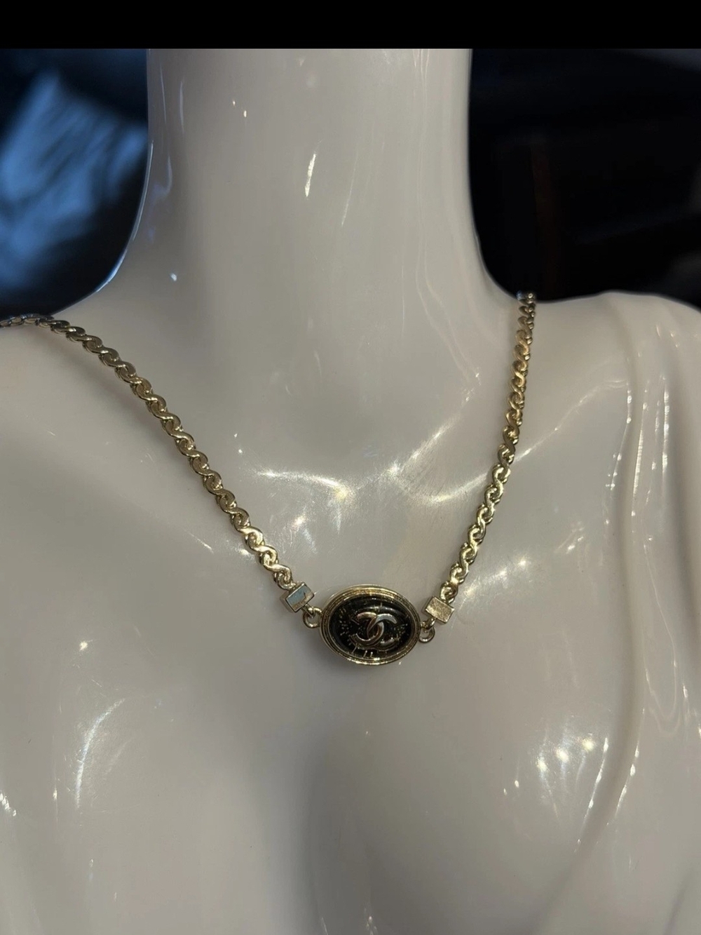 Chanel Gold-Tone Medallion Chain Necklace